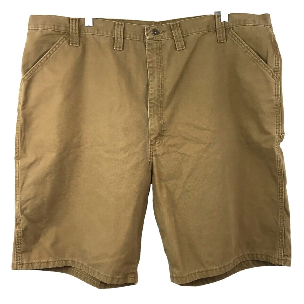 Wrangler Mens Size 46 Utility Cargo Carpenter Shorts Khaki Brown Baggy Casual